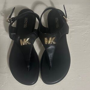 Michael Kors Black Sandals with Gold Accents